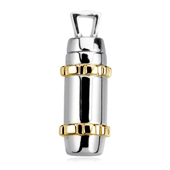 14k White and Yellow Gold, Two Tone Cylinder Ash Holder Pendant - Picture 1 of 2